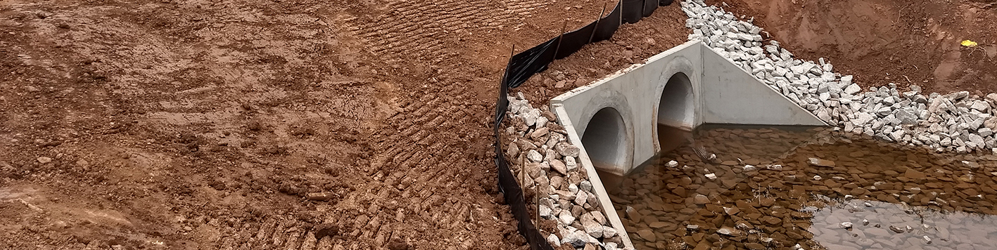 Storm drainage under construction